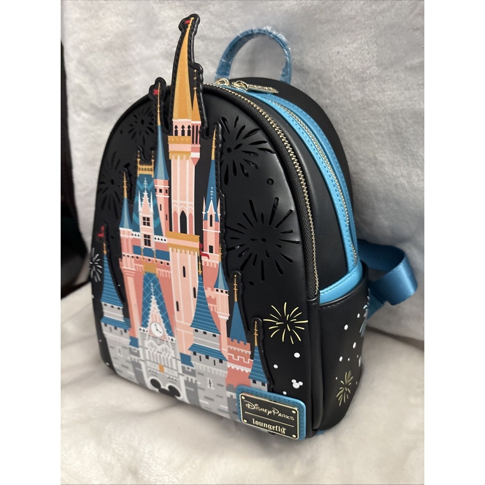 NWT Loungefly Disney Parks light Up Fireworks Cinderella Castle Backpack WOW! - Picture 8 of 11